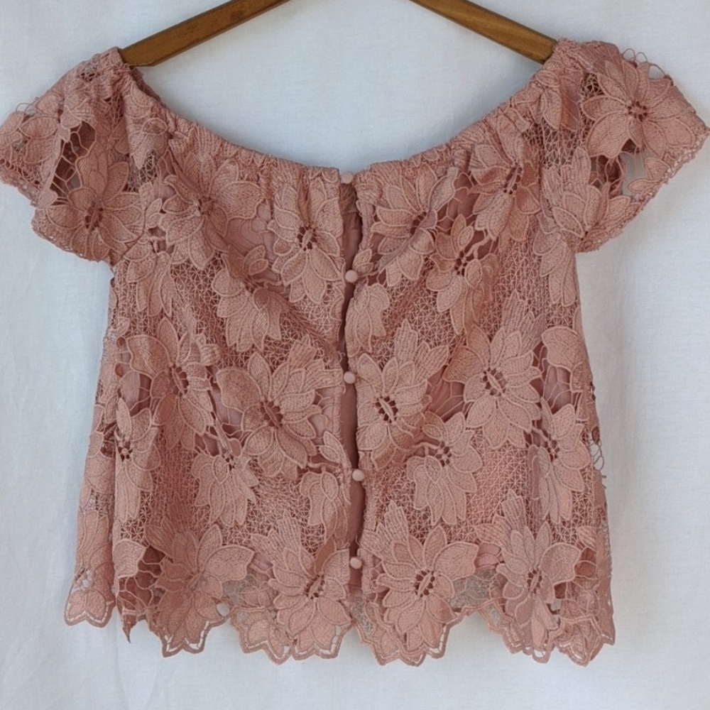 Kendall & Kylie Pink Floral Lace Top, sz: S - Picture 8 of 9